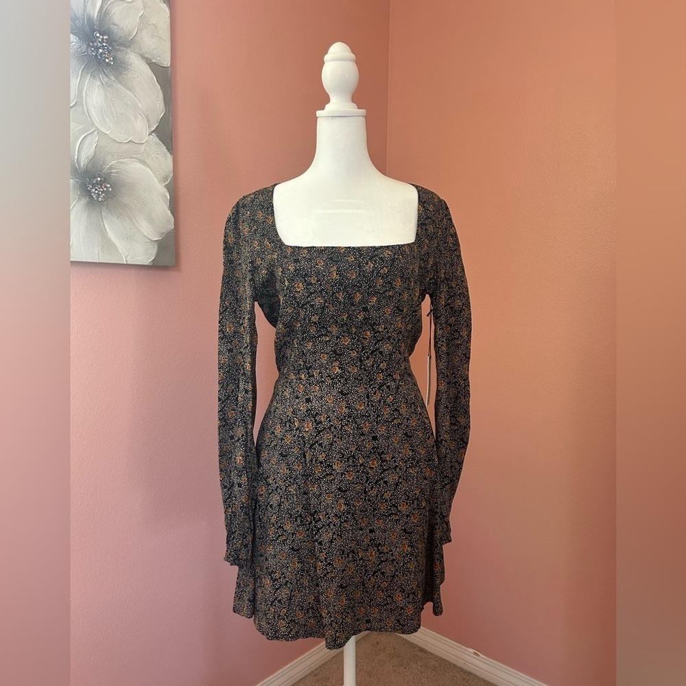 Flynn Skye long puff sleeve whimsygoth 90s floral grunge polka dot print SM NWT
